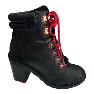 Aldo Meghan Women’s Size 9 Ankle Stacked Heel Booties Black Leather